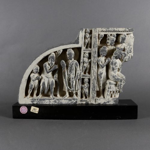 Scène bouddhique figurant le Buddha et Kāśyapa
