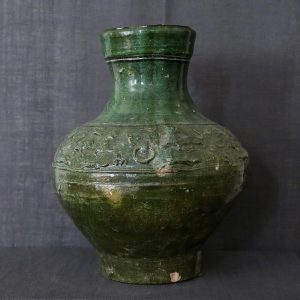 E002, Green lead-glazed Hu Vase with zoomorphic decoration, face A