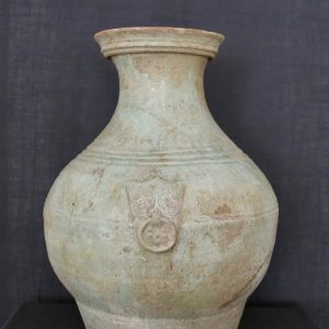 F011, Iridescent hu vase with lead glaze and taotie pattern