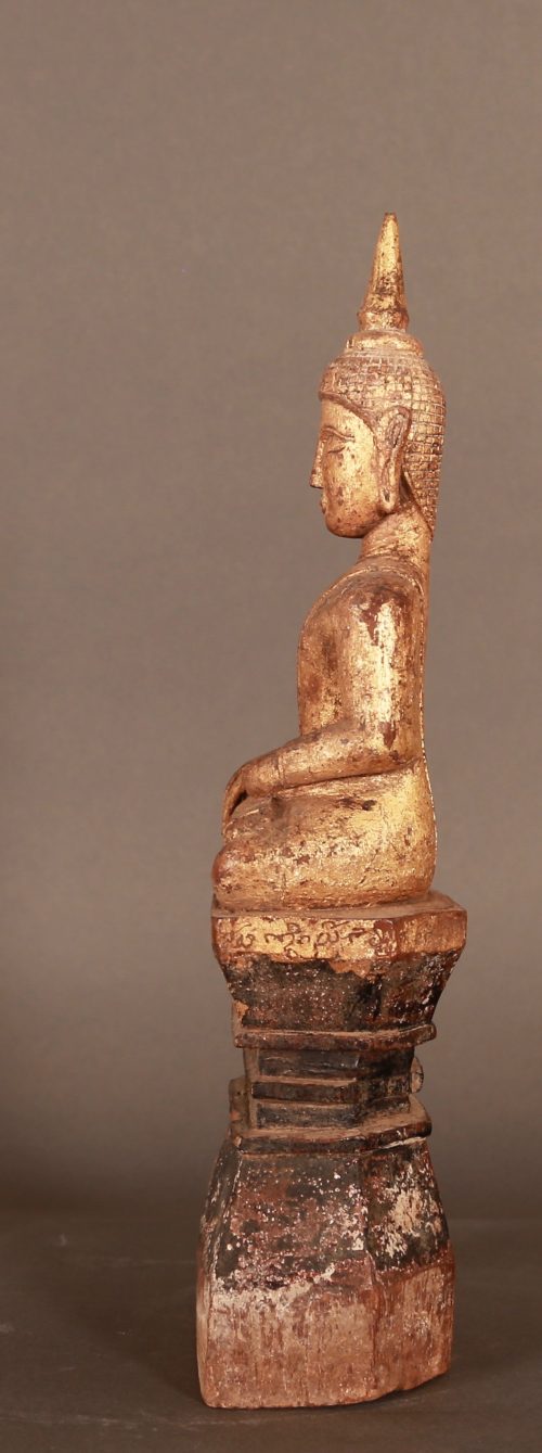 Buddha Lao en bois laqué et doré – Image 3