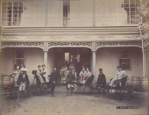 Women on jinrikisha in Kanagawa