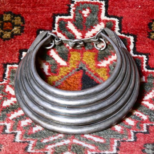 Silver ethnic necklace with five rows