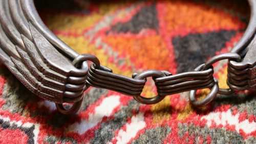 Silver ethnic necklace with five rows - Image 3